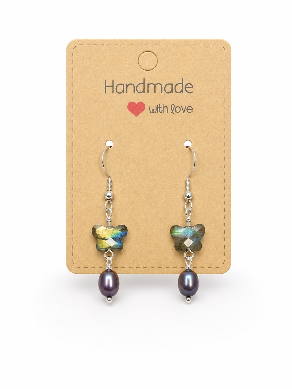 Faceted Labradorite Butterfly Earrings